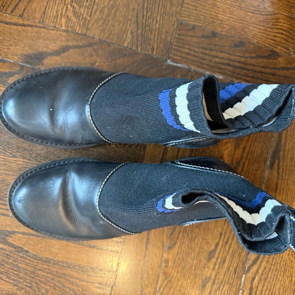 Women’s Black and Blue Sock Booties